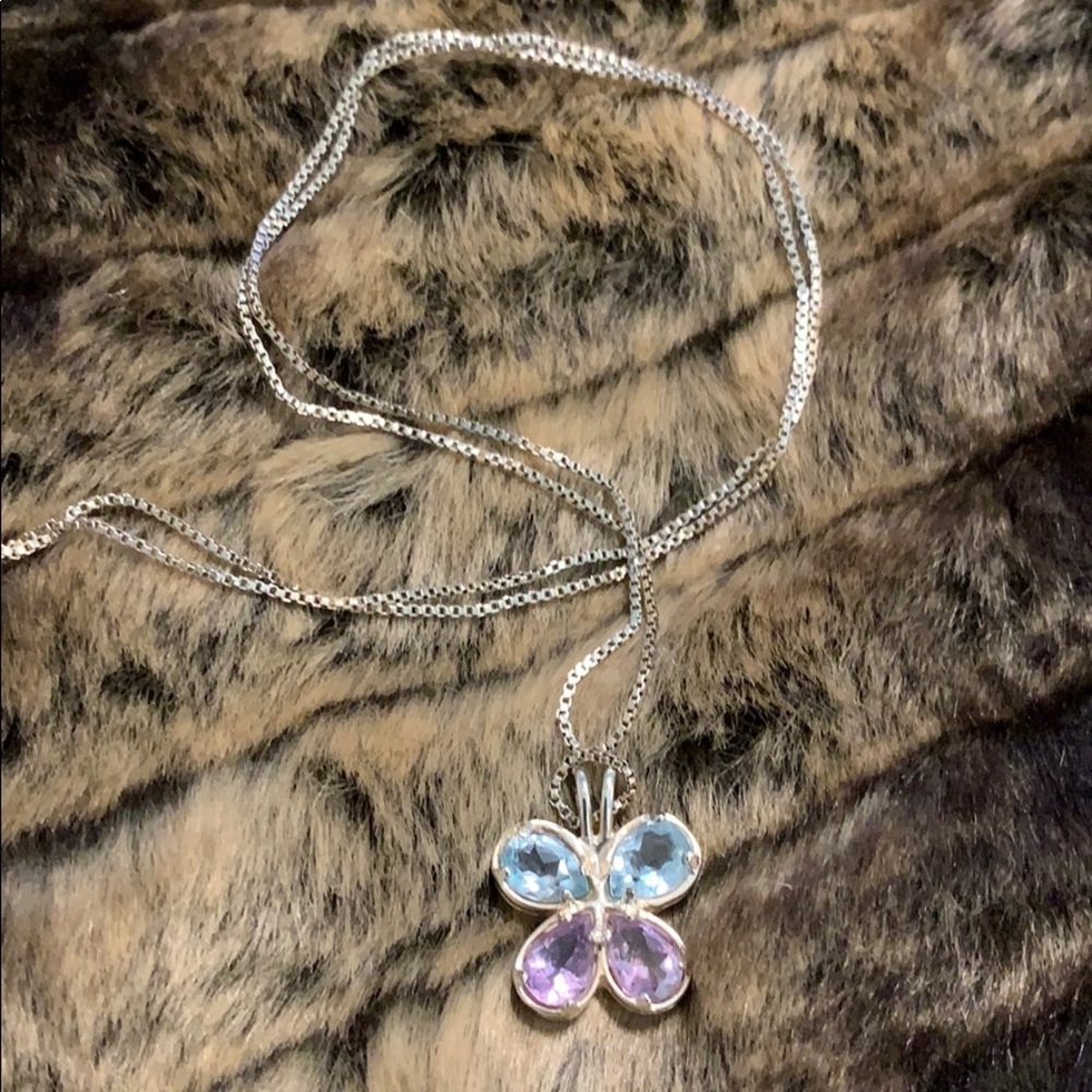 Butterfly amethyst & aquamarine sterling #A50